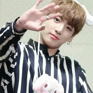 🦋 Jeon Jungkook kpop, idol, cantante, lindo, saludando, masculino, coreano whatsapp sticker