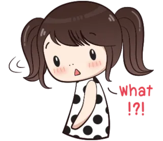 🤔 What?! fofo, menina, desenho animado, expressão, surpreso, pergunta whatsapp sticker