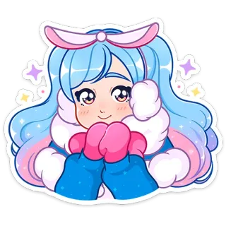 🤗 dziewczyna anime, kawaii, zima, słodkie, manga, kreskówka telegram sticker