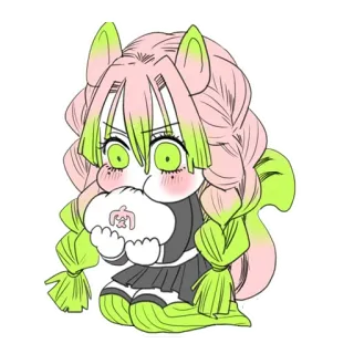 🍪 Mitsuri Kanroji Demon Slayer Anime, Demon Slayer, Mitsuri Kanroji, Kawaii, Chibi telegram sticker