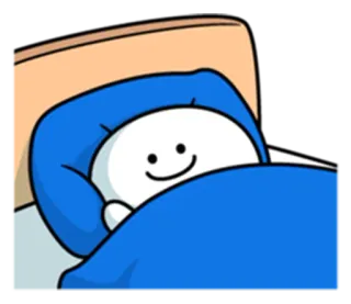 😴 schlafen, Cartoon, Bett, Lächeln, Entspannung whatsapp sticker