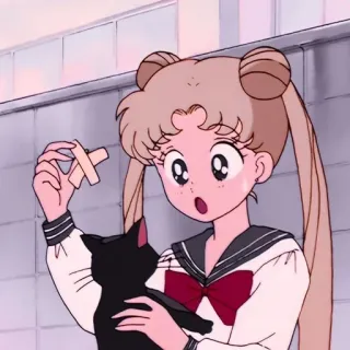 😮 Sailor Moon anime, manga, cat, bandages, cartoon telegram sticker