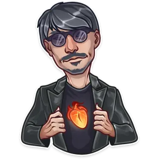 ❤️ 男人, 卡通, 肖像, 爱心, 太阳镜, 夹克 telegram sticker