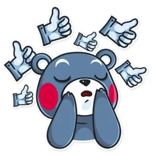 👍 urso, apontando, polegar para cima, exaustão, facepalm, desenho animado, animal telegram sticker