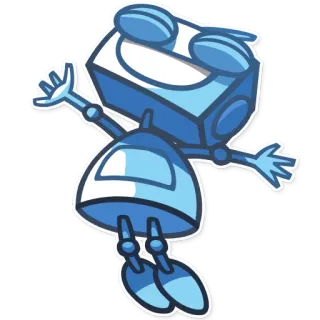😄 robot, hoạt hình, nhân vật, dễ thương, kính râm, xanh dương telegram sticker