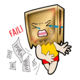 😭 FAIL! fail, crying, papers, sad, cartoon whatsapp sticker