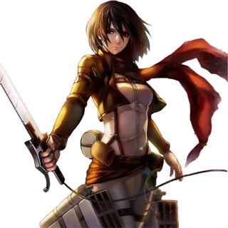 🗡 Mikasa Ackerman Attack on Titan Anime, Manga, Attack on Titan, Mikasa, Zwaard, Militair telegram sticker