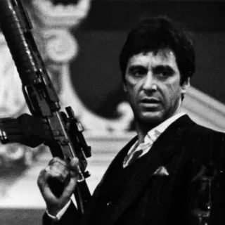 💣 Tony Montana Scarface Scarface, Tony Montana, Al Pacino, película, arma, violencia, crimen, cocaína telegram sticker