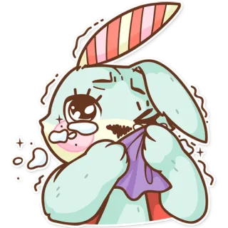 😢 królik, płacz, smutny, słodki, zwierzę telegram sticker