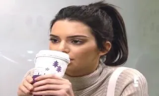 ☕ Kendall Jenner model, drinking, beverage, celebrity, person telegram sticker