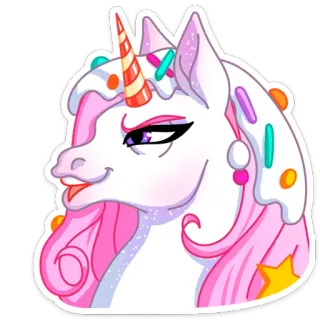 😬 unicórnio, doce, fantasia, animal, fofo, brilhante whatsapp sticker
