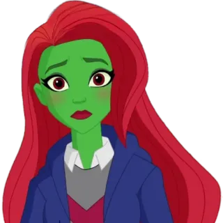 😣 Miss Martian DC Super Hero Girls cartoon, superhero, red hair, green skin, Miss Martian telegram sticker