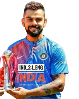 ❤️ Virat Kohli IND_2-1_ENG
INDIA
@VIRAT.KOHLI18.FANCLUB cricket, sports, India, trophy, Virat Kohli telegram sticker