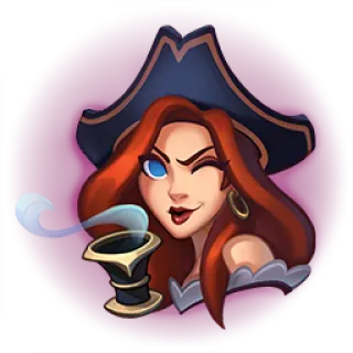 🎮 pirate, female, hat, woman, wink, red hair, cup telegram sticker
