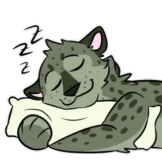 🛌 zzz śpiący, leopard, kreskówka, zwierzę, poduszka, odpoczynek telegram sticker