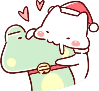 🤤 猫, カエル, かわいい, 漫画, 動物, クリスマス, ハート telegram sticker
