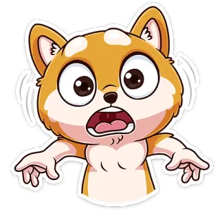 😳 cachorro, desenho animado, assustado, chocado, pânico, preocupado, amedrontado telegram sticker
