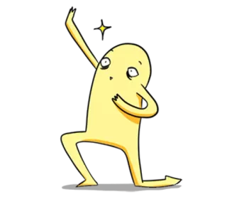 ✨ Cartoon, Personage, Geel, Dansen, Grappig, Gek, Pose telegram sticker