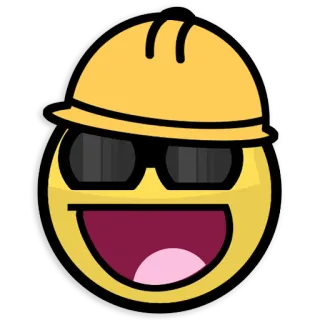 👷‍♂️ Smiley, Emoji, Construction, Ingénieur, Casque de chantier, Dessin animé whatsapp sticker