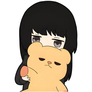 ✋ anime girl, sad, bear, cute, cartoon, sticker telegram sticker