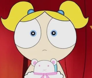 😳 Bubbles The Powerpuff Girls Bolhas, Desenho animado, Fofo, As Meninas Superpoderosas, Loira, Urso de pelúcia telegram sticker