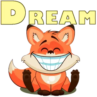 😊 DREAM sonho, raposa, desenho animado, animal, fofo, feliz whatsapp sticker