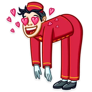 🥰 amor, corazones, traje, hombre, dibujos animados, animación, hotel telegram sticker