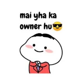 😎 mai yha ka owner hu 😎 chủ sở hữu, ông chủ, ngầu, hoạt hình, meme telegram sticker