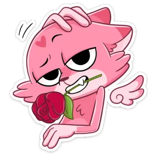🌹 gato, rosa, rosa, amor, fofo, desenho animado, coração telegram sticker