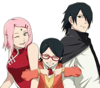 👨 Sakura Naruto anime, naruto, sakura, sasuke, sarada, family whatsapp sticker