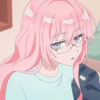 📎 Anime, Mädchen, Pinke Haare, Brille, Cartoon, Weiblich, Figur telegram sticker