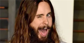 😉 Jared Leto aktor, muzyk, celebryta, portret, mruganie, broda, długie włosy telegram sticker