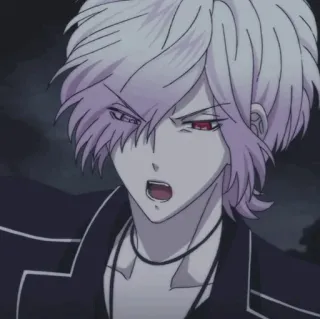 🥢 Anime, Vampir, Rambut Putih, Mata Merah, Diabolik Lovers whatsapp sticker