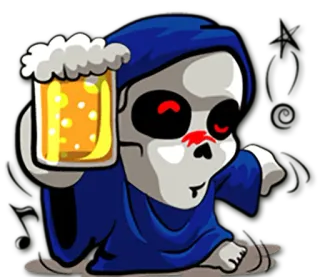 🍺 Dibujo animado, Esqueleto, Cerveza, Bebida, Alcohol telegram sticker