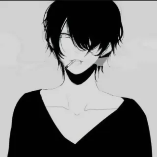 🚬 Anime, Hút thuốc, Thuốc lá, Đơn sắc, Đen trắng, Nhân vật whatsapp sticker