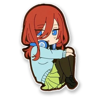 😯 Miku Nakano The Quintessential Quintuplets Anime, Chibi, Lucu, Gadis, Headphone, Miku Nakano whatsapp sticker