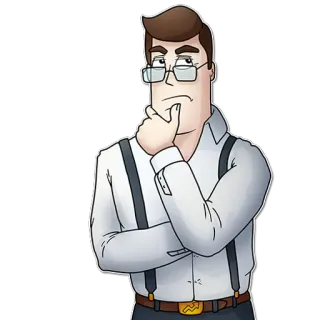 😒 mann, denken, hosenträger, brille, geschäftsmann telegram sticker