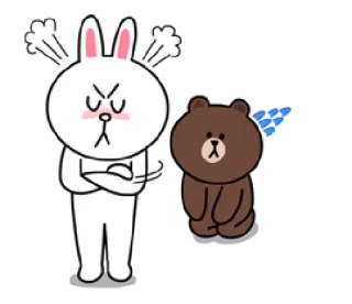 😒 angry, bunny, bear, frustrated, cartoon telegram sticker