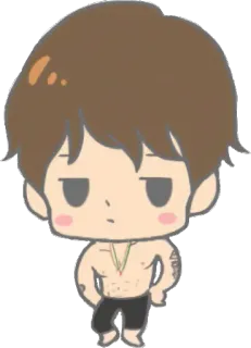 😐 Chibi, Stiker, Anime, Kartun, Pria, Torso, Karakter telegram sticker