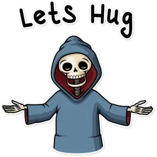 👤 Lets Hug esqueleto, abrazo, amigable, dibujos animados, muerte, parca telegram sticker