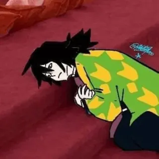 🌊 Giyu Tomioka Demon Slayer Giyu Tomioka, Demon Slayer, Anime, Manga, sedih, tertekan telegram sticker
