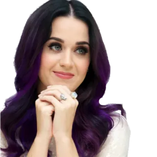 🙂 Katy Perry pop singer, celebrity, portrait, woman, purple hair telegram sticker