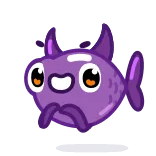 😈 ryba, kreskówka, fioletowy, zwierzę, słodki telegram sticker