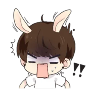 😡 sticker, dibujos animados, orejas de conejo, expresión, estilo anime, lindo telegram sticker