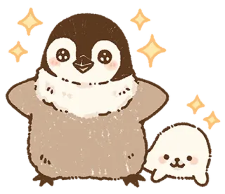 🐧 ペンギン, アザラシ, かわいい, 動物, キラキラ whatsapp sticker