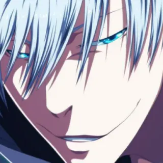 🐍 Anime, Manga, Charakter, Grinsen, Weißes Haar, Blaue Augen telegram sticker