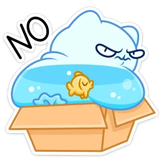 🙅‍♂️ NO sticker, cat, fish, box, cartoon, angry, negative whatsapp sticker