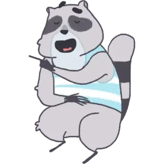 😃 raccoon, animal, cartoon, cute, relax, illustration, sticker telegram sticker