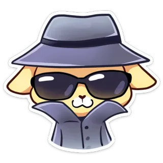 😎 gián điệp, thám tử, mũ, kính râm, động vật, hoạt hình, bí ẩn telegram sticker