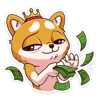 🤑 cachorro, dinheiro, coroa, desenho animado, rico, sucesso, riqueza telegram sticker